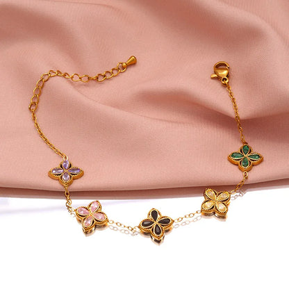 Pulsera "Clover Lux" · Acero 316L & Oro 18K