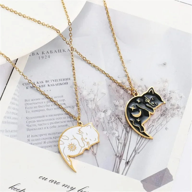 Dúo "Yin Yang Cats" · Collares de Conexión en Acero