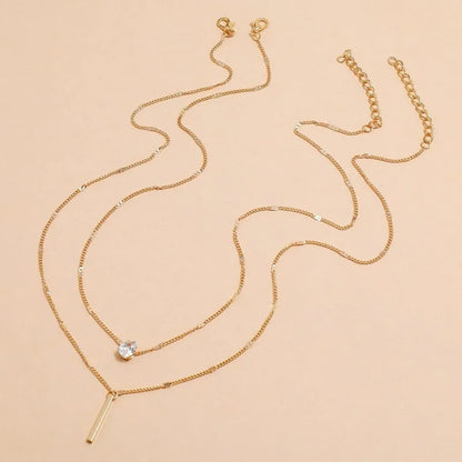 Multilayer Pendant Necklace on Neck Chain Women Crystal Zircon Heart Star Charm Layered Necklace Vintage Female Neck Jewelry Hot