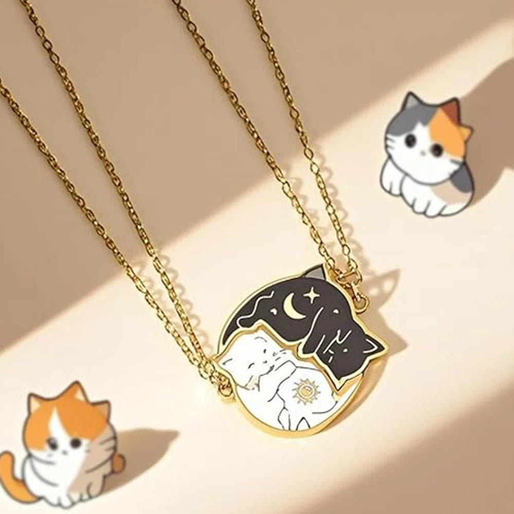 Dúo "Yin Yang Cats" · Collares de Conexión en Acero