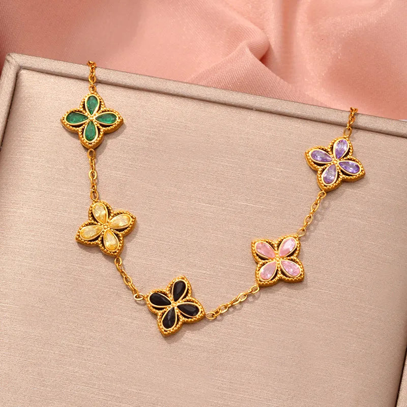 Pulsera "Clover Lux" · Acero 316L & Oro 18K
