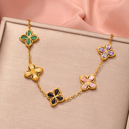 Pulsera "Clover Lux" · Acero 316L & Oro 18K