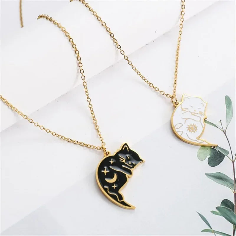 Dúo "Yin Yang Cats" · Collares de Conexión en Acero