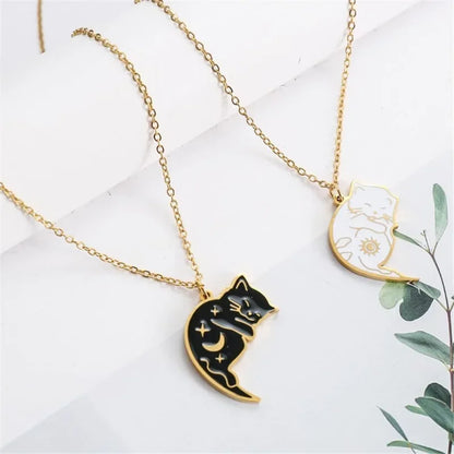 Dúo "Yin Yang Cats" · Collares de Conexión en Acero