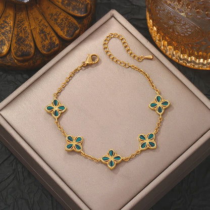 Pulsera "Clover Lux" · Acero 316L & Oro 18K