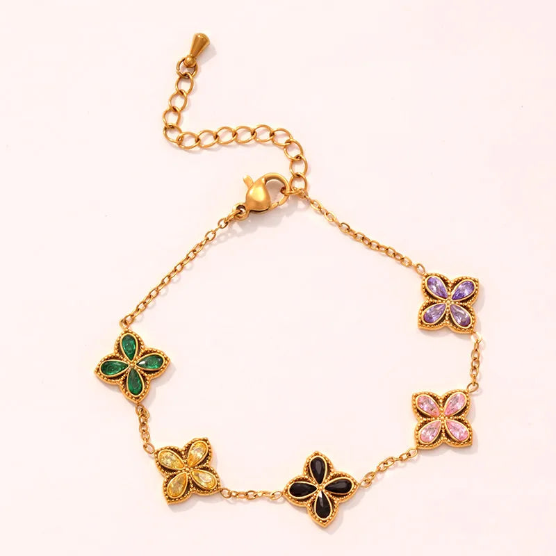 Pulsera "Clover Lux" · Acero 316L & Oro 18K
