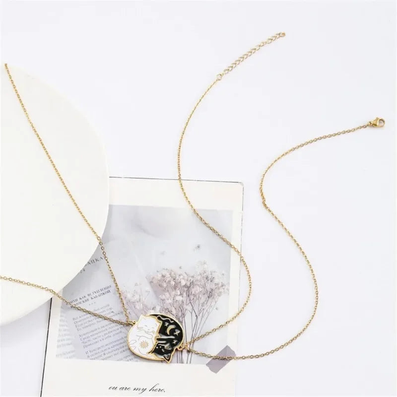 Dúo "Yin Yang Cats" · Collares de Conexión en Acero