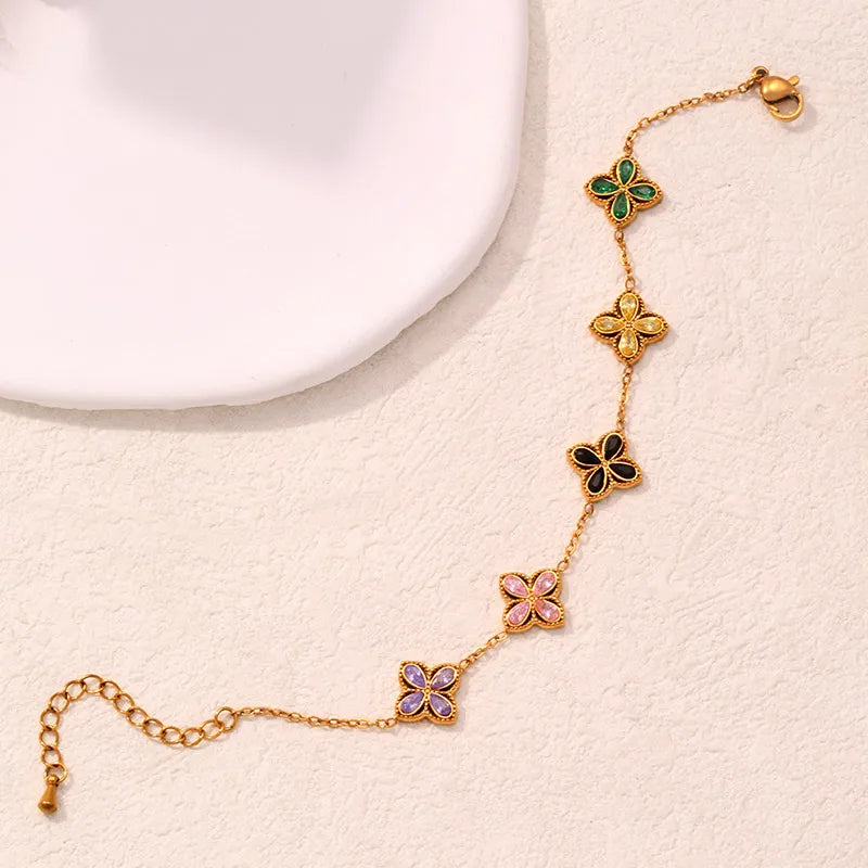 Pulsera "Clover Lux" · Acero 316L & Oro 18K